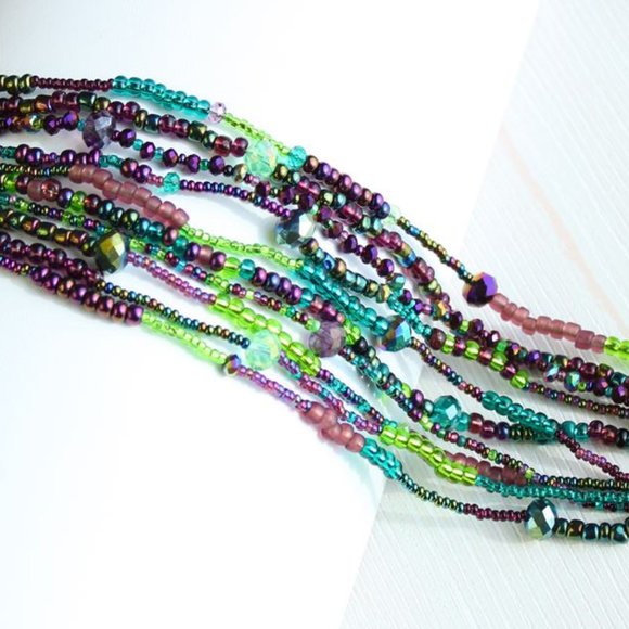 Czech Glass Bead 10 Strand BRACELET PEACOCK COLORS - Picture 1 of 2